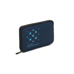 Recycled polyester organiser bag for tech accessories blue colour image with logo