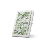 Eco notebook in recycled polyester with pen holder, A5 lined pages white colour image with logo