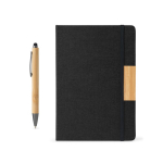 A5 notebook and natural bamboo pen set, black ink, lined pages black colour eighth view