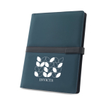 Portfolio with A4 notepad and magnetic closure, lined pages blue colour image with logo