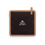 Cotton canvas pan handle cover with hanging loop, 275 g/m² black colour image with logo 3
