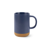 Ceramic mug with removable cork base, matte design, 320ml navy-blue colour first view