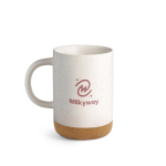 Ceramic mug with removable cork base, matte design, 320ml off white colour image with logo