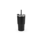 Recycled stainless steel tumbler with double wall, matte finish, 600ml black colour