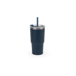 Recycled stainless steel tumbler with double wall, matte finish, 600ml navy-blue colour