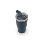 Recycled stainless steel tumbler with double wall, matte finish, 600ml navy-blue colour fifth view