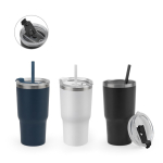 Recycled stainless steel tumbler with double wall, matte finish, 600ml various colours