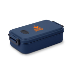 Dishwasher-safe plastic lunch box with durable lid, 900ml navy-blue colour image with logo