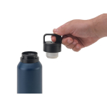 Recycled stainless steel thermal bottle with vacuum insulation, 590ml navy-blue colour eighth view