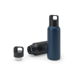 Recycled stainless steel thermal bottle with vacuum insulation, 590ml navy-blue colour ninth view