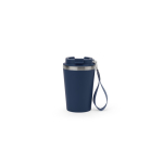 Recycled stainless steel travel mug with vacuum insulation, 460ml navy-blue colour