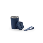 Recycled stainless steel travel mug with vacuum insulation, 460ml navy-blue colour sixth view