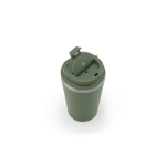 Recycled stainless steel travel mug with vacuum insulation, 460ml military green colour fifth view