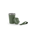 Recycled stainless steel travel mug with vacuum insulation, 460ml military green colour sixth view