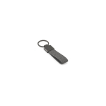 Rectangular recycled metal and PET keyring with practical split ring dark grey colour