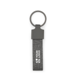Rectangular recycled metal and PET keyring with practical split ring main view