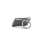 Magnetic recycled ABS power bank, 15W charging, 5000 mAh dark grey colour fourth view