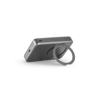 Eco magnetic power bank with ring stand, 10000 mAh dark grey colour fifth view
