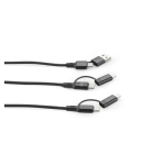 Ultra-fast 6-in-1 USB cable in aluminium & PET, versatile design black colour second view