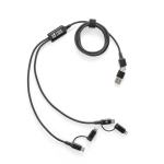 Ultra-fast 6-in-1 USB cable in aluminium & PET, versatile design main view