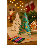 FSC™ natural wood Christmas tree, foldable and printable still life view