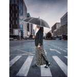 Recycled polyester umbrella with reflective details, 68 cm, Ø120 first view