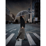 Recycled polyester umbrella with reflective details, 68 cm, Ø120 still life view