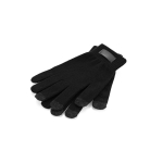Recycled rPET polyester gloves with touchscreen tips black colour