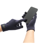 Recycled rPET polyester gloves with touchscreen tips navy-blue colour third view
