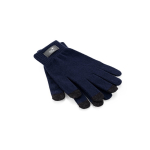 Recycled rPET polyester gloves with touchscreen tips navy-blue colour