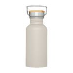 Single-wall stainless steel bottle, bamboo lid, 550ml sand colour