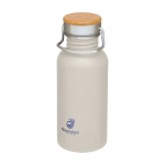 Single-wall stainless steel bottle, bamboo lid, 550ml sand colour