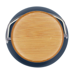 Single-wall stainless steel bottle, bamboo lid, 550ml cyan blue colour