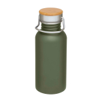 Single-wall stainless steel bottle, bamboo lid, 550ml dark green colour