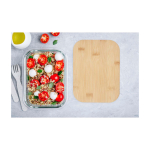 Glass lunch box, bamboo lid, silicone seal, 1L salmon colour