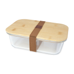 Glass lunch box, bamboo lid, silicone seal, 1L