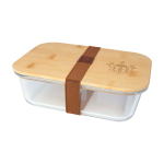Glass lunch box, bamboo lid, silicone seal, 1L