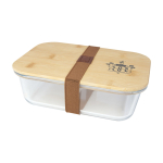 Glass lunch box, bamboo lid, silicone seal, 1L pad printing view