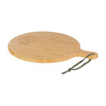 Bamboo chopping board, coloured strap handle dark green colour