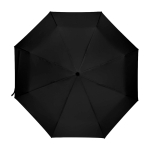 Manual RPET umbrella, 21”, polyester pongee, wooden handle, Ø99cm black colour