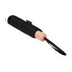 Manual RPET umbrella, 21”, polyester pongee, wooden handle, Ø99cm black colour