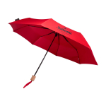 Manual RPET umbrella, 21”, polyester pongee, wooden handle, Ø99cm red colour