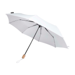Manual RPET umbrella, 21”, polyester pongee, wooden handle, Ø99cm white colour
