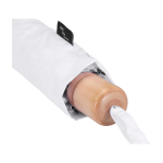 Manual RPET umbrella, 21”, polyester pongee, wooden handle, Ø99cm white colour