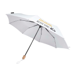 Manual RPET umbrella, 21”, polyester pongee, wooden handle, Ø99cm white colour