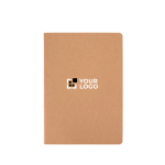 Kraft paper notebook, visible stitched spine, A5, ruled pages