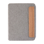 Eco portfolio, walnut wood closure, A5, ruled pages grey colour