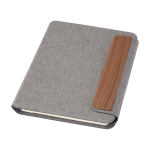 Eco portfolio, walnut wood closure, A5, ruled pages grey colour