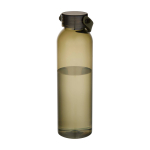 Recycled plastic bottle, silicone carry handle, 630ml dark green colour