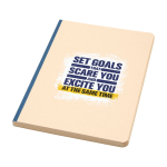 Soft cover notebook, sugarcane paper, RPET, A5, ruled pages navy-blue colour